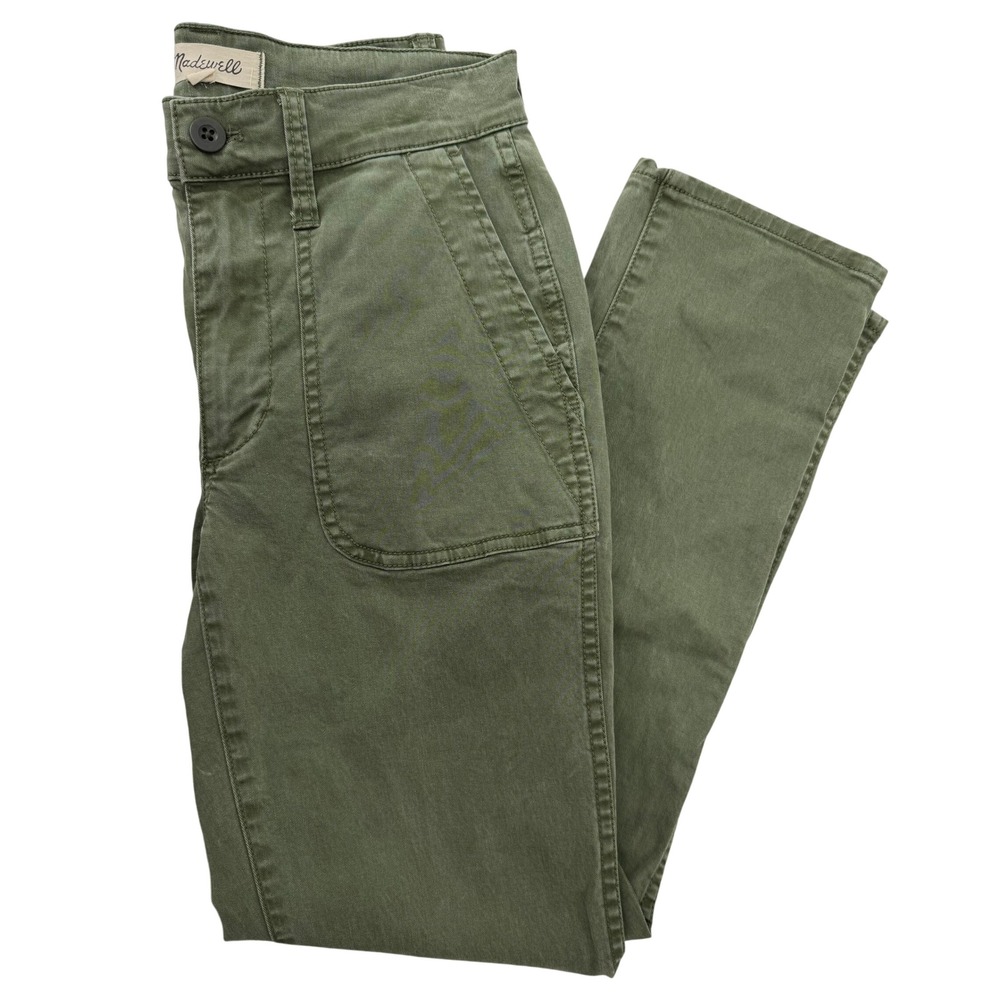 Madewell Womens High Rise Slim Utility Pants Olive Green Size 25 Patch Pockets